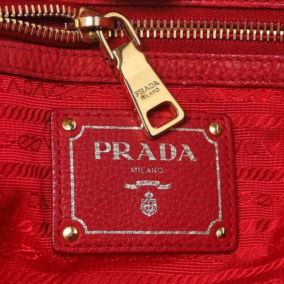 Prada Dark Red Vitello Daino Leather Tote Bag - Picture 9 of 12